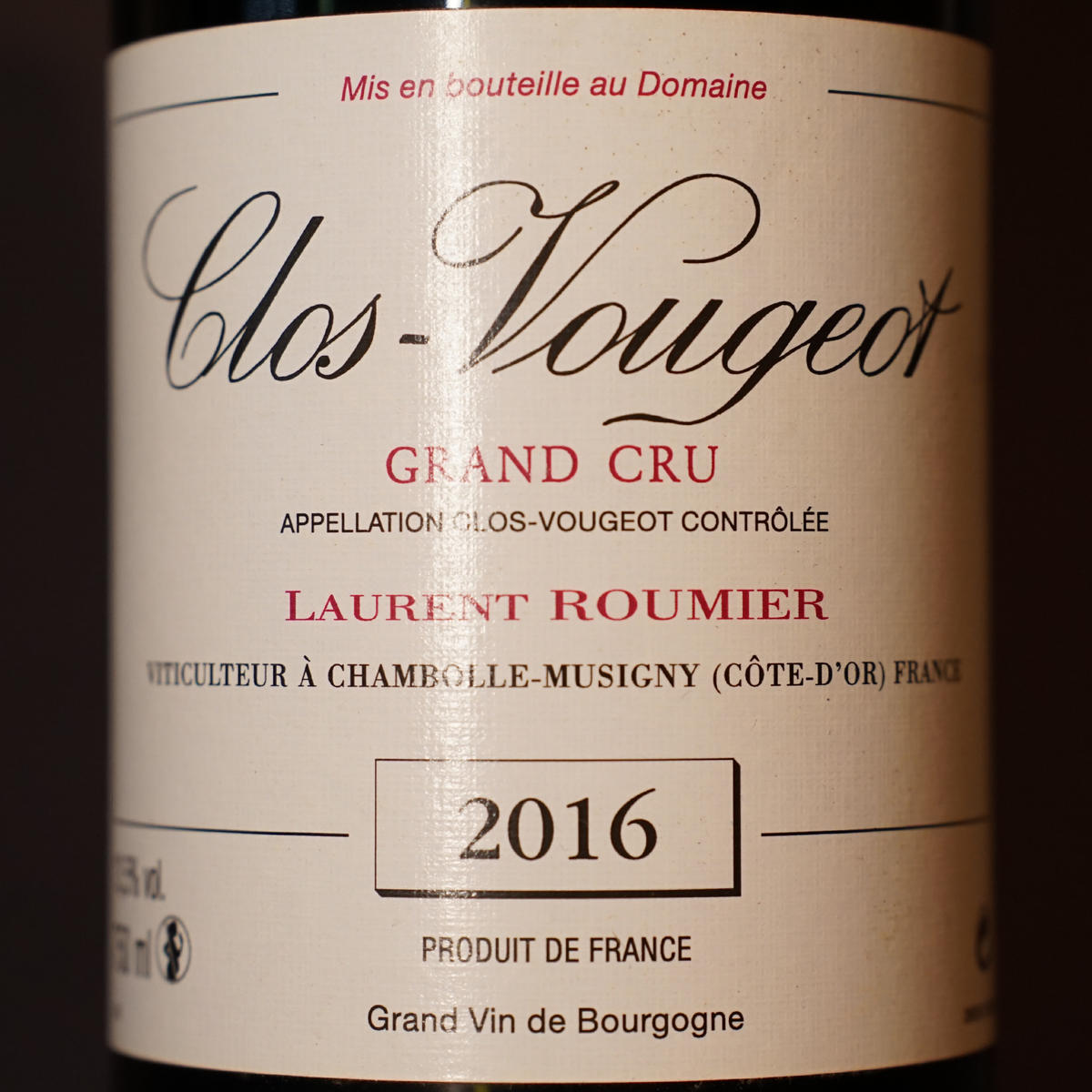 Clos Vougeot Grand Cru 2016 - Domaine Laurent Roumier