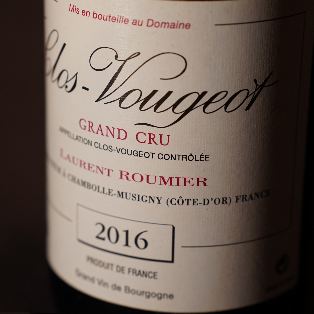 Clos Vougeot Grand Cru 2016 - Domaine Laurent Roumier