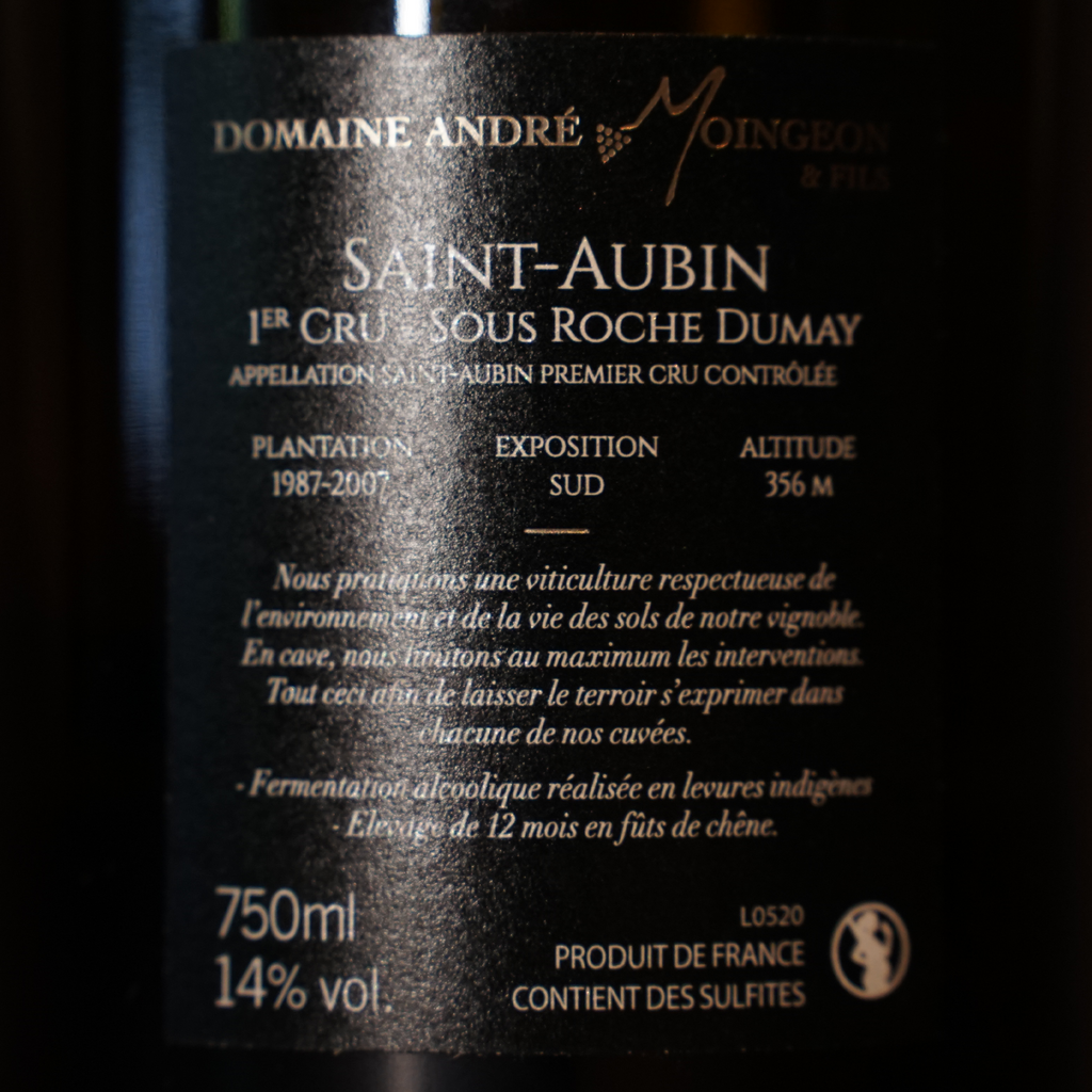 Saint-Aubin 1er Cru 'Sous Roche Dumay' 2020 - Domaine Moingeon