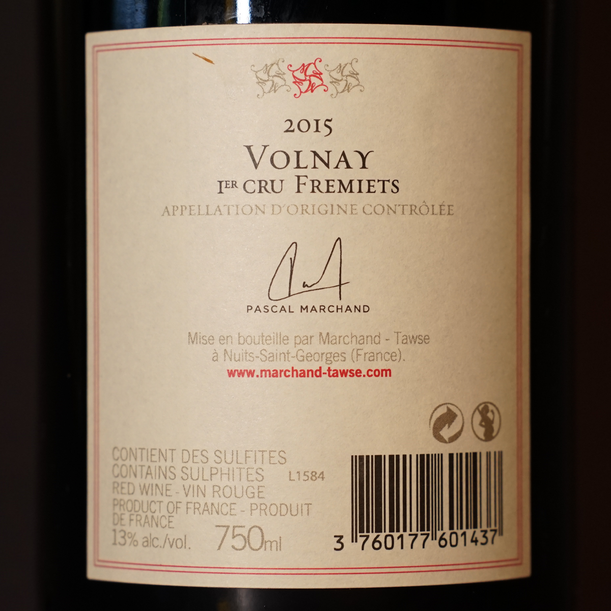 Volnay 1er Cru 'Fremients' 2015 - Marchand & Tawse
